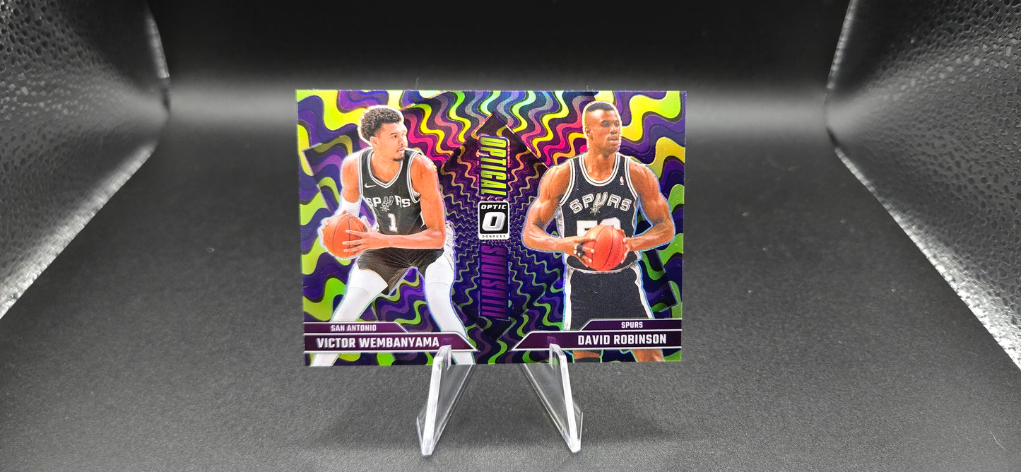 2024-25 Donruss Optic Optical Illusions Prizm 3-Card Bundle – LeBron/Bronny, Giannis/Kareem, Wemby/Robinson