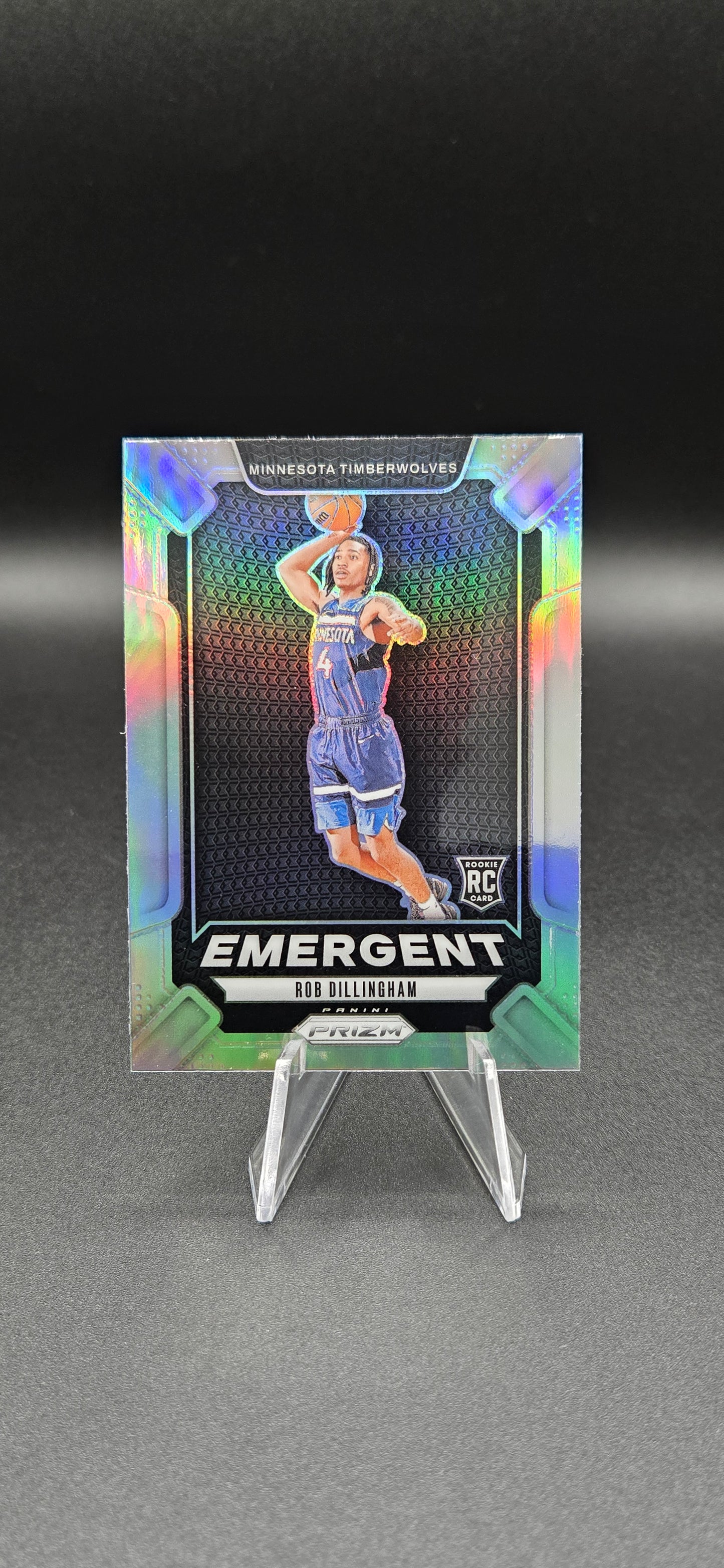 Rob Dillingham RC 2024-25 Panini Prizm Emergent #24 Silver Prizm – Minnesota Timberwolves Rookie
