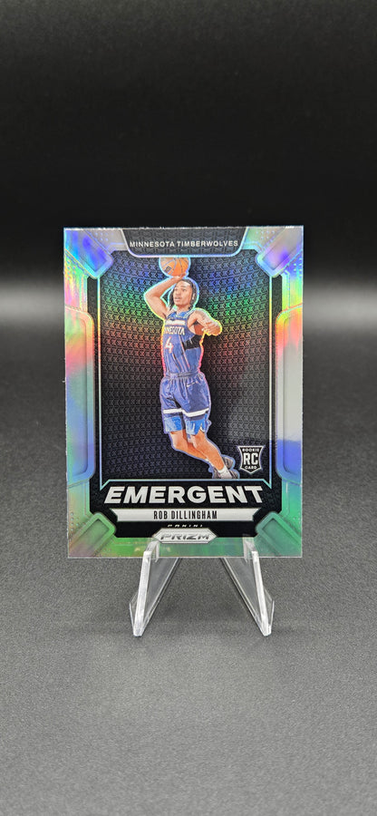 Rob Dillingham RC 2024-25 Panini Prizm Emergent #24 Silver Prizm – Minnesota Timberwolves Rookie