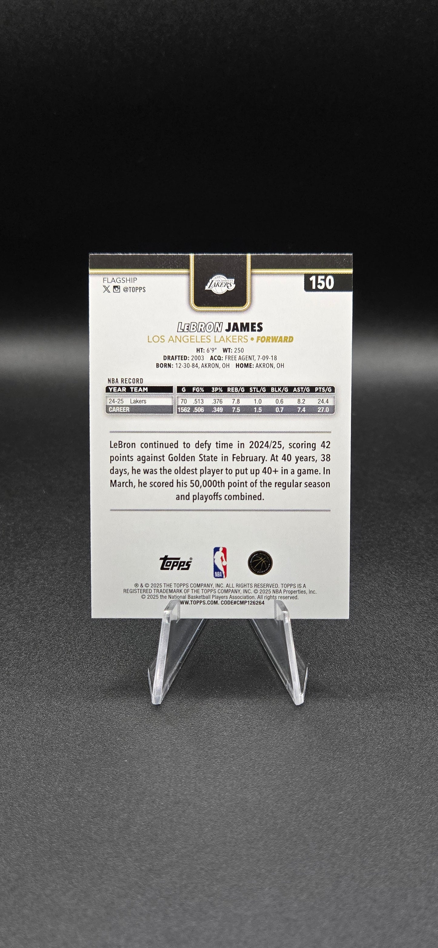 LeBron James 2025-26 Topps Flagship #150 Blackout Holo Foil – Target Exclusive Parallel – Los Angeles Lakers