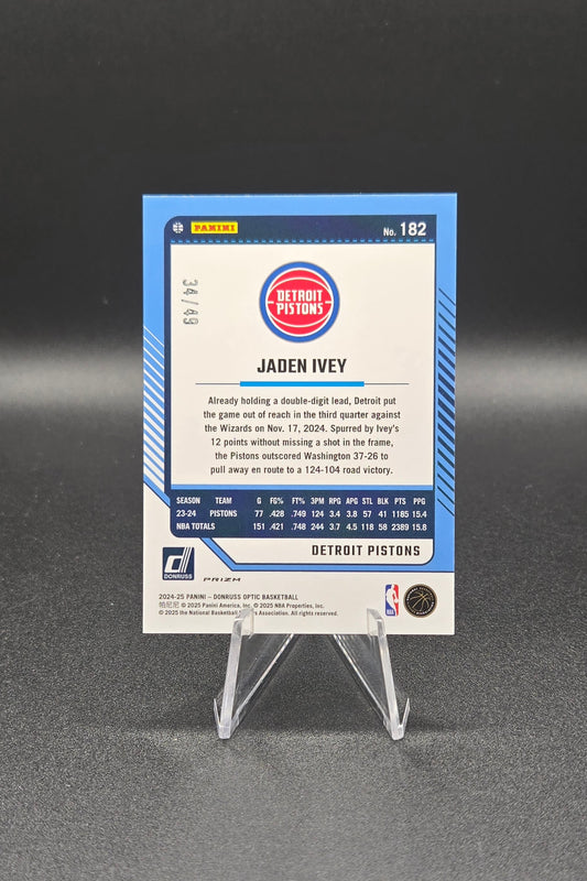 2024-25 Panini Donruss Optic Jaden Ivey Press Proof Blue /49 #201 Detroit Pistons