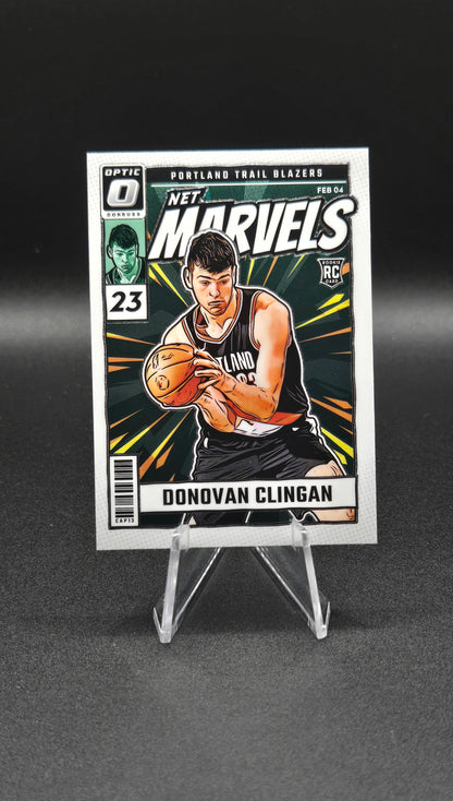 2024-25 Panini Donruss Optic Donovan Clingan Net Marvels RC Bundle — Base & Prizm Holo Parallel — Portland Trail Blazers Rookie Card Lot CAP13