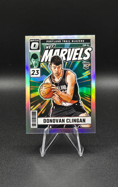 2024-25 Panini Donruss Optic Donovan Clingan Net Marvels RC Bundle — Base & Prizm Holo Parallel — Portland Trail Blazers Rookie Card Lot CAP13