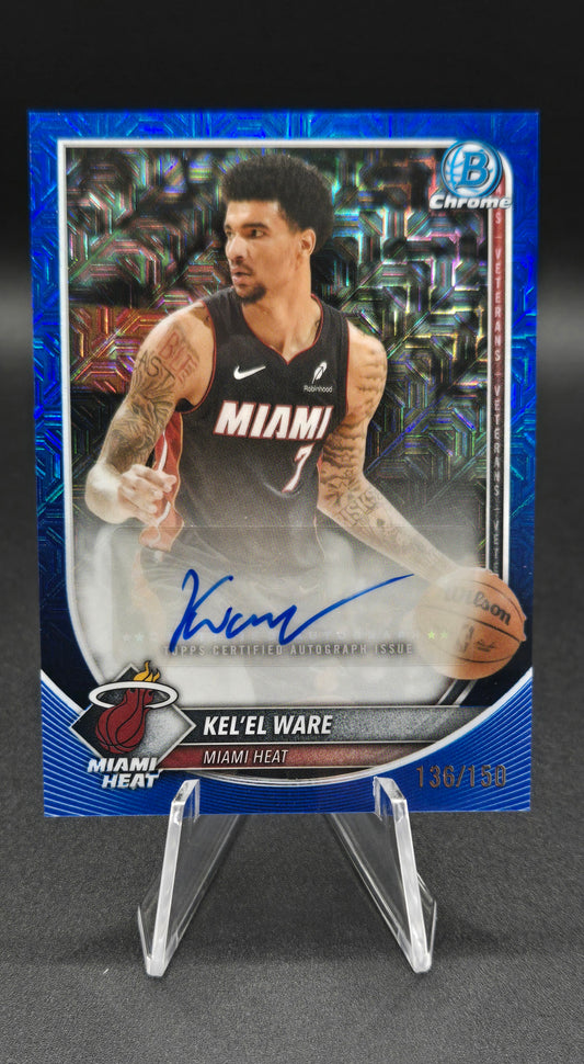 Kel'el Ware 2025-26 Bowman Chrome Auto BCA-KW Blue Refractor /150 Miami Heat