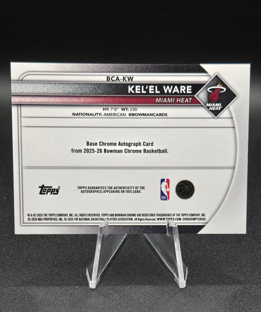 Kel'el Ware 2025-26 Bowman Chrome Auto BCA-KW Blue Refractor /150 Miami Heat