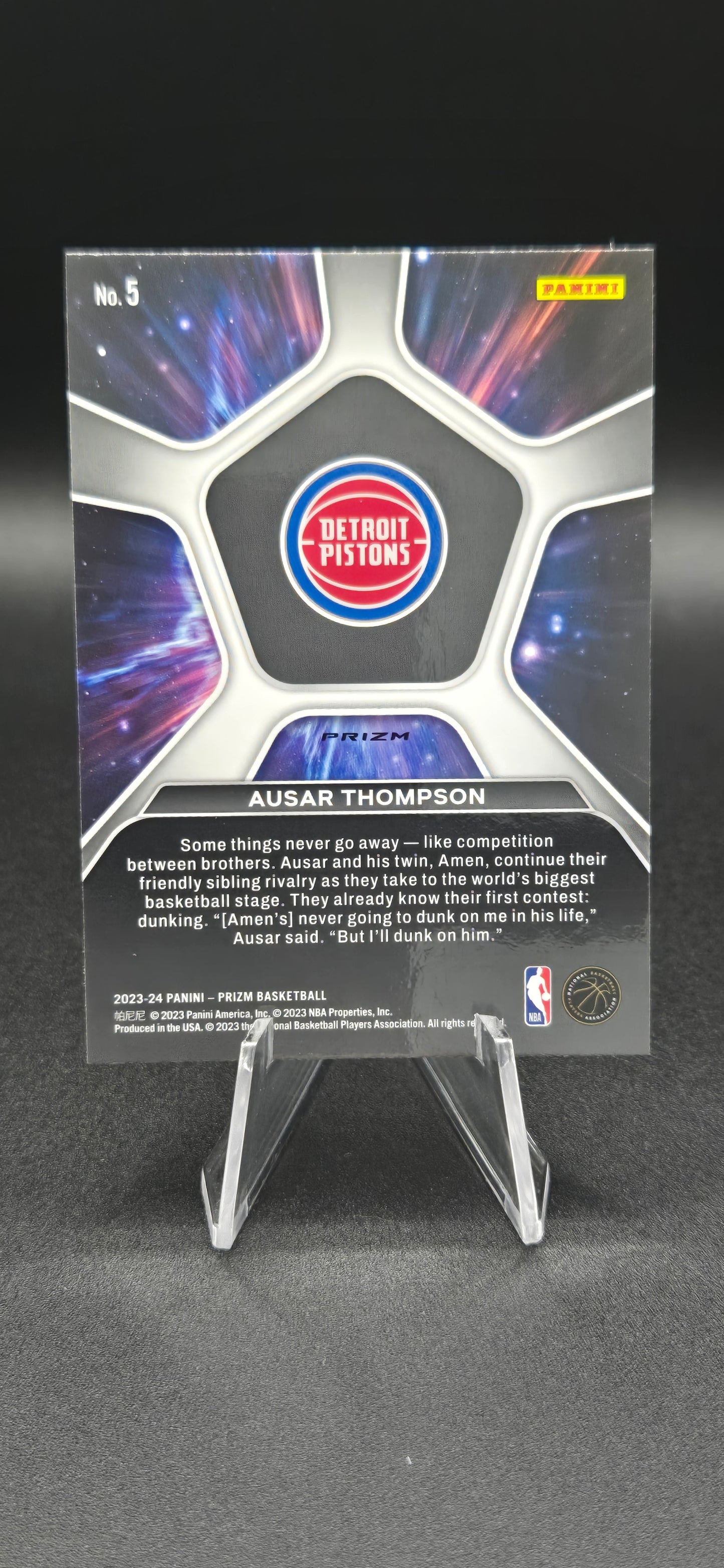 Ausar Thompson 2023-24 Panini Prizm Deep Space RC #5 Detroit Pistons Rookie NM+