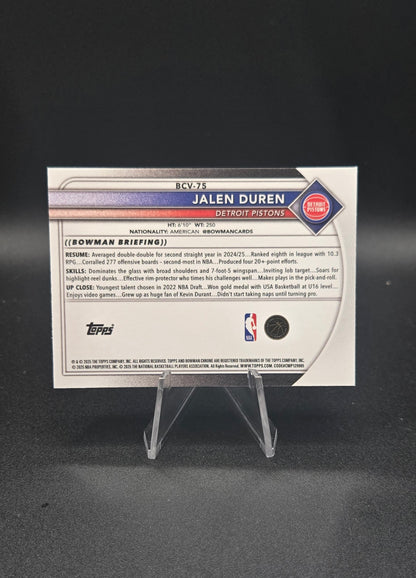 Jalen Duren 2025-26 Bowman Chrome Lava Refractor #BCV-75 163/399 Detroit Pistons NM+