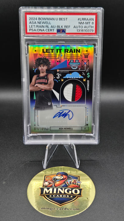 2024-25 Bowman Best Asa Newell RC Auto Relic Black Refractor /10 PSA 8