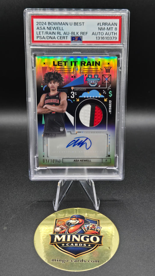 2024-25 Bowman Best Asa Newell RC Auto Relic Black Refractor /10 PSA 8
