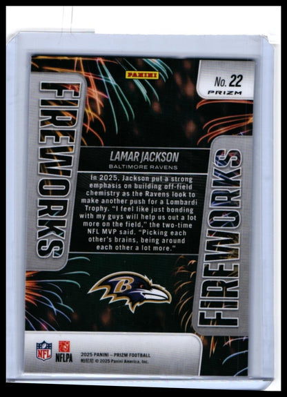 6-Card Lot 2025 Panini Prizm Football Pink Parallels w/ Lamar Jackson Fireworks - 05-back