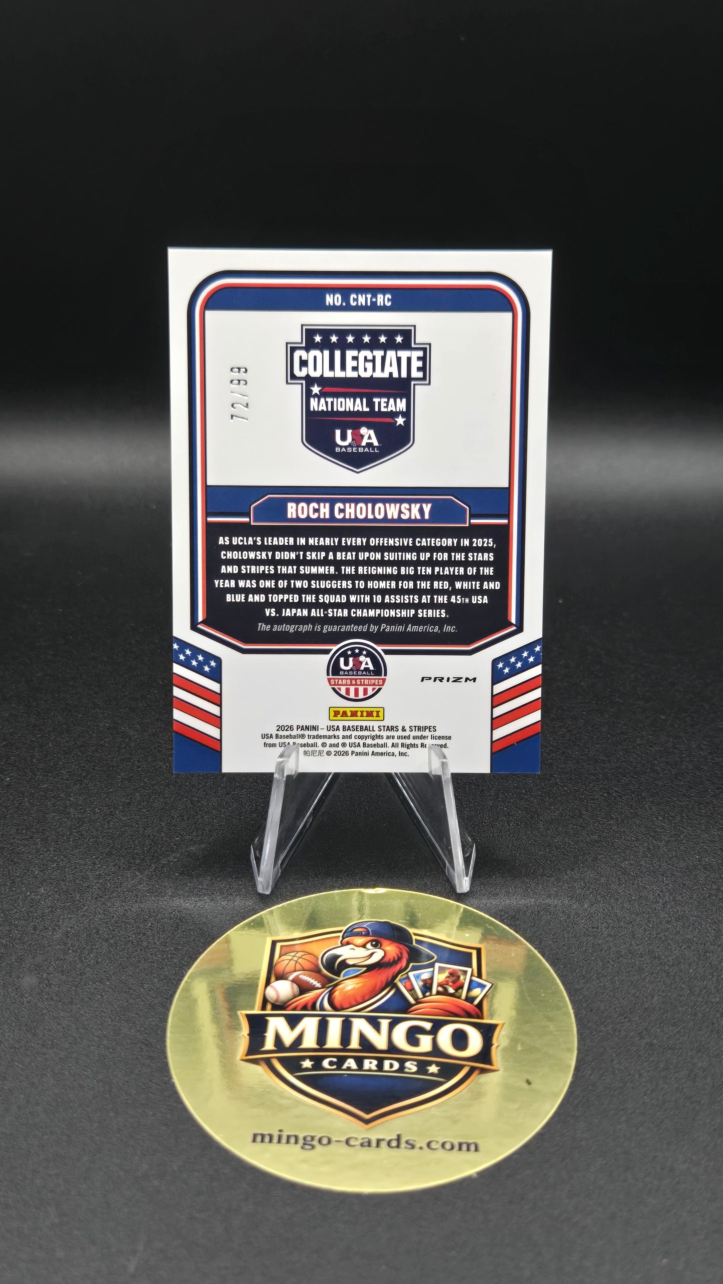 2026 Panini USA Baseball Stars & Stripes Roch Cholowsky Auto RC 72/99