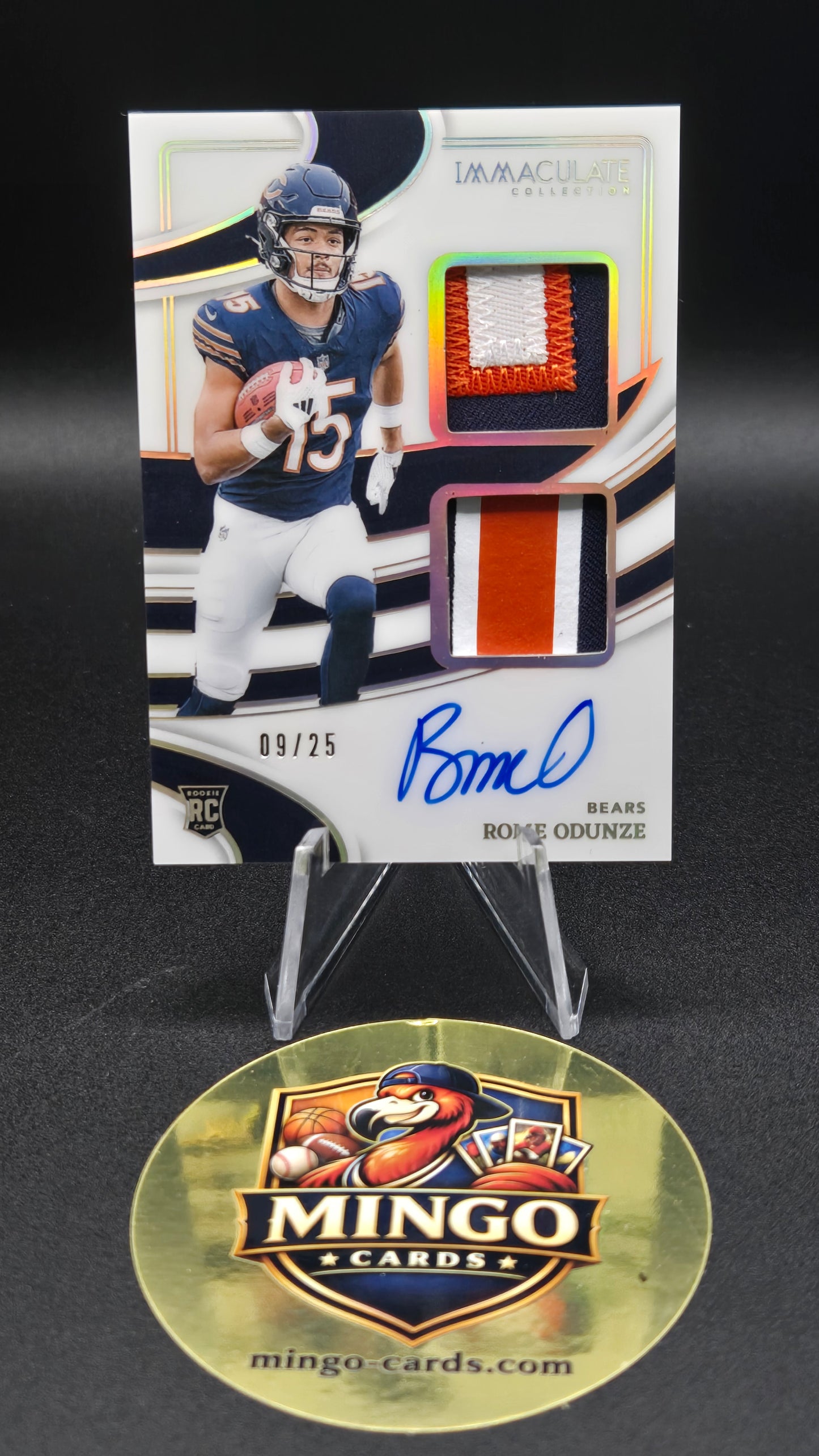 2024 Panini Immaculate Rome Odunze RC Dual Patch (Tri-Color) On-Card Auto Gold /25 Bears