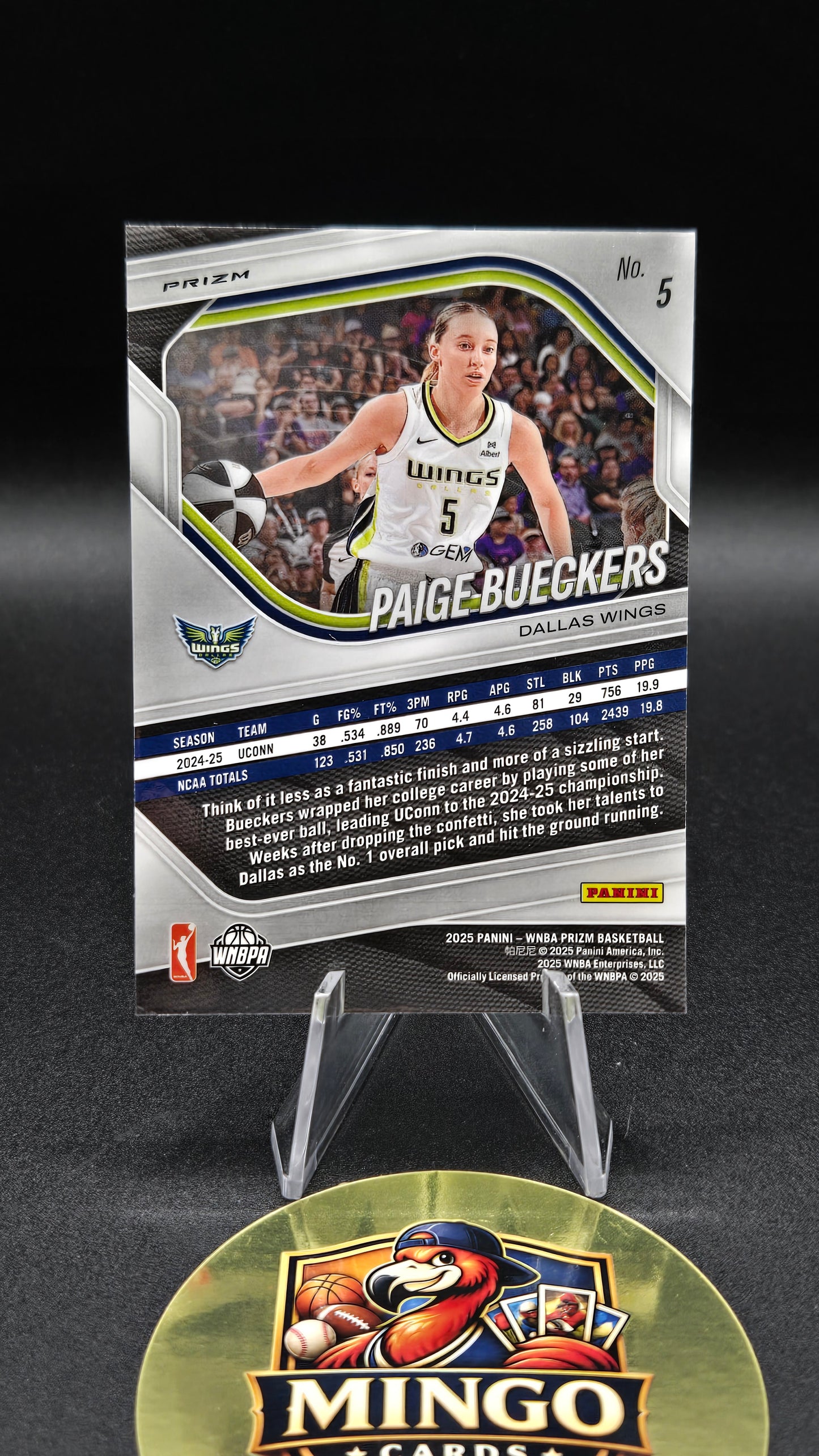 2-Card Lot 2025 Prizm WNBA Paige Bueckers RC Blue Velocity #5 + Kaleidoscopic #14