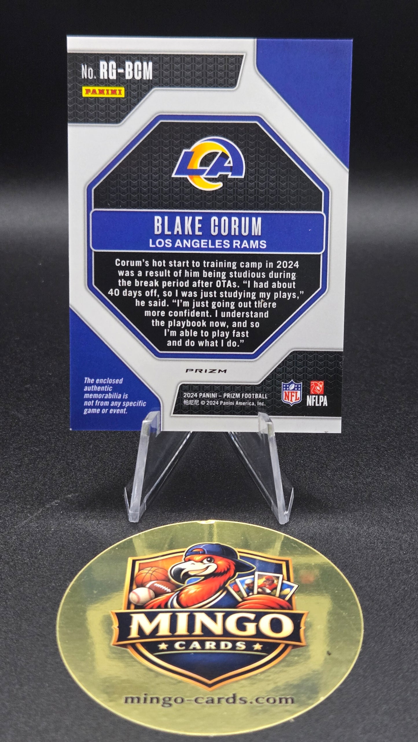 2024 Panini Prizm Blake Corum RC Rookie Gear Patch #RG-BCM Rams