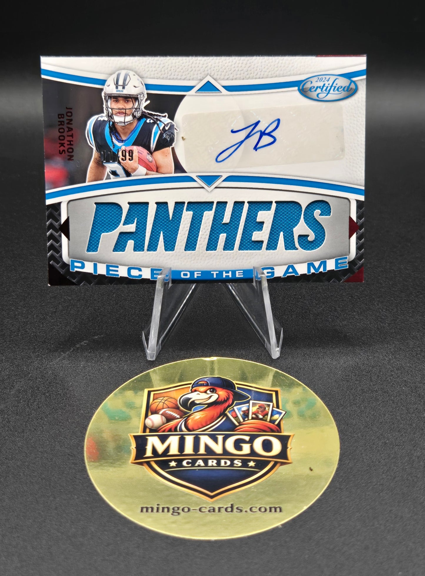 2024 Panini Certified Jonathon Brooks RC Auto Patch Piece of the Game Red 11/99 Panthers