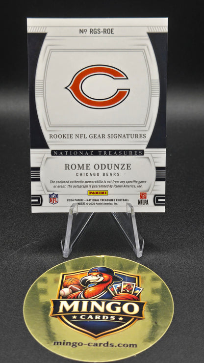 2024 Panini National Treasures Rome Odunze RC Dual Patch Auto Holo Silver 6/25