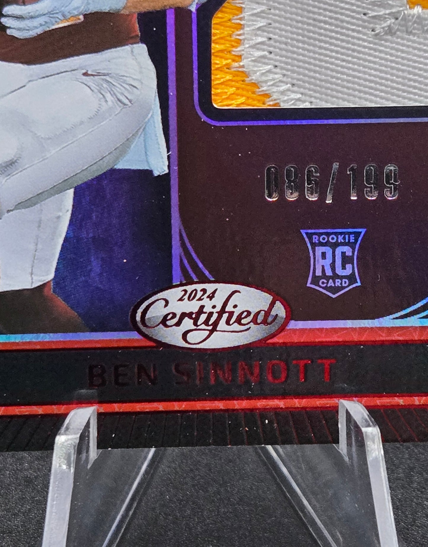 2024 Panini Certified Ben Sinnott New Generation Jersey Patch RC 086/199 Commander