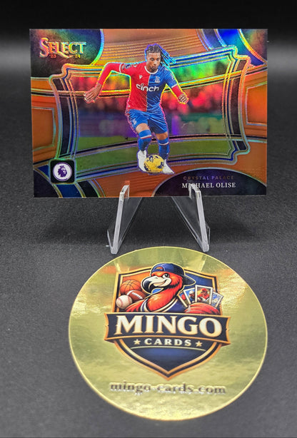 Colorful trading card of Michael Olise with a gold Mingo label on a black background