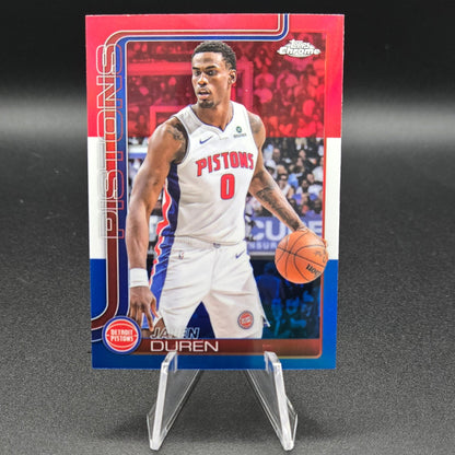 2025-26 Topps Chrome Jalen Duren #57 Red White Blue Refractor Detroit Pistons