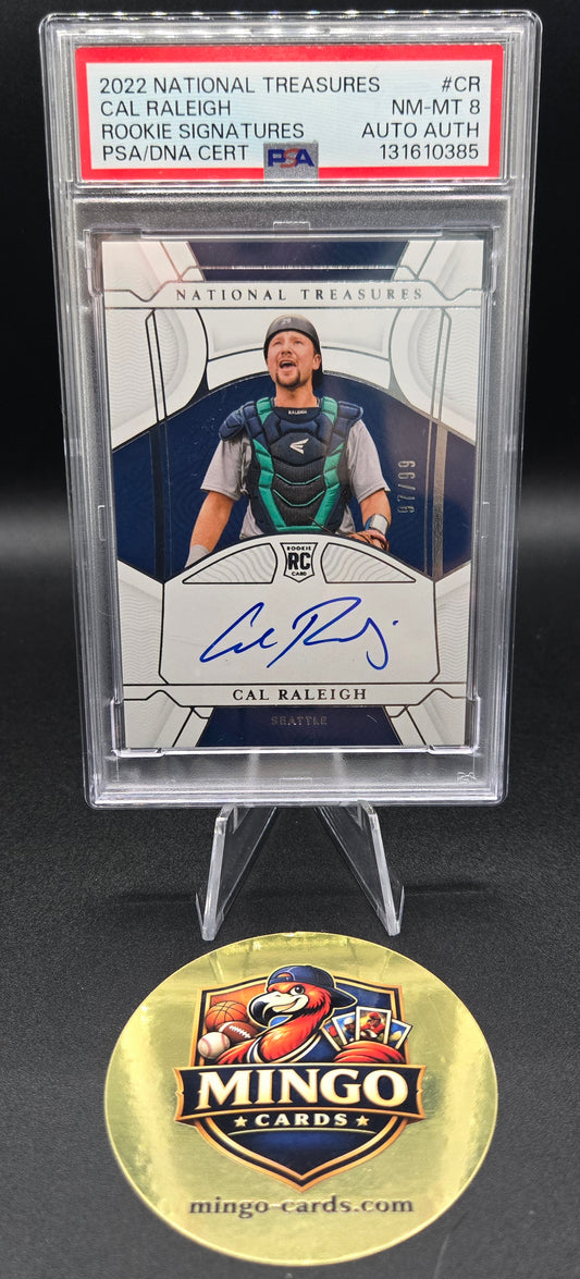 2022 Panini National Treasures Cal Raleigh RS-CR Rookie Auto /99 PSA 8 RC