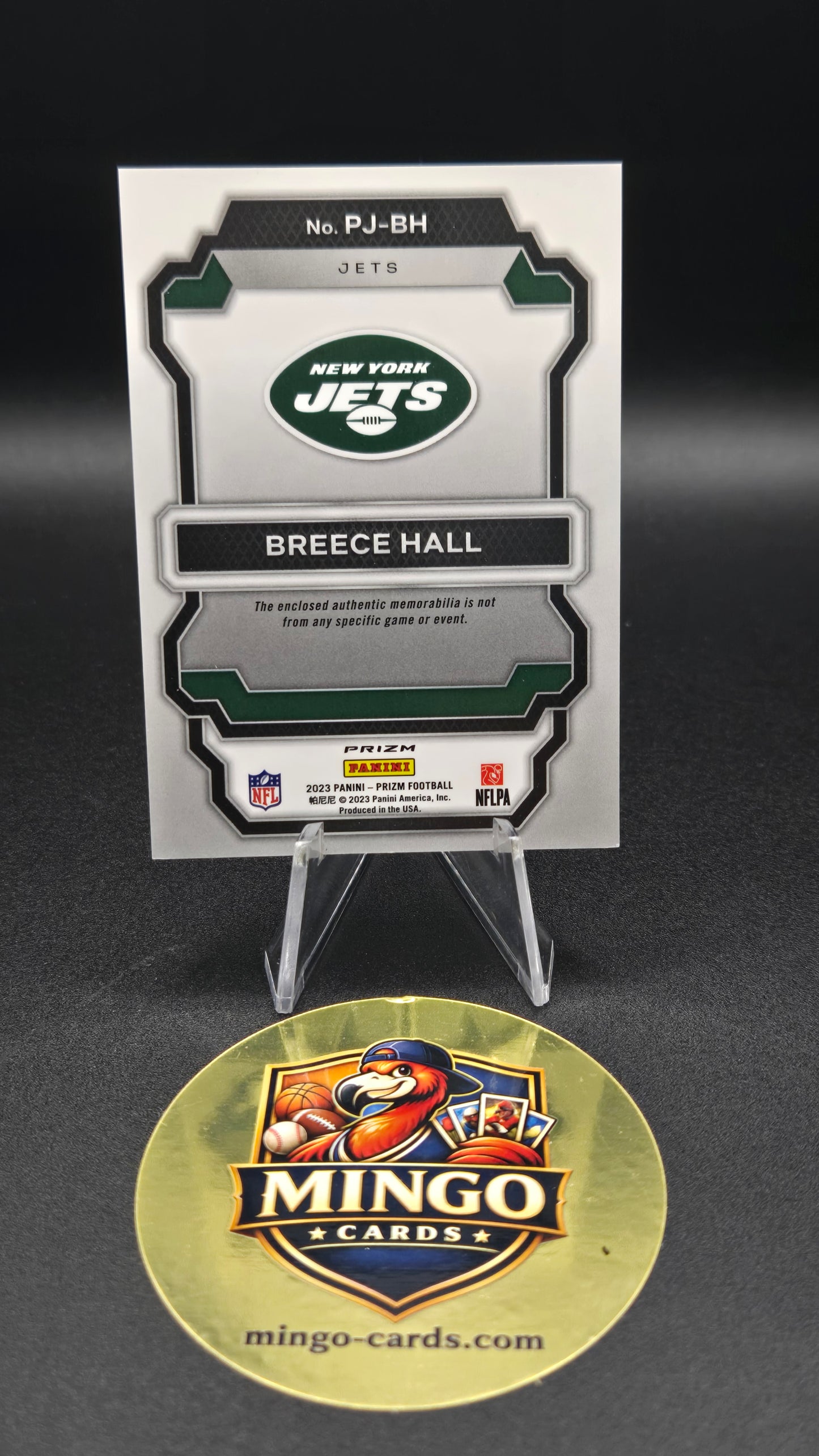 2023 Panini Prizm Breece Hall Premier Jerseys Neon Green Pulsar Relic PJ-BH