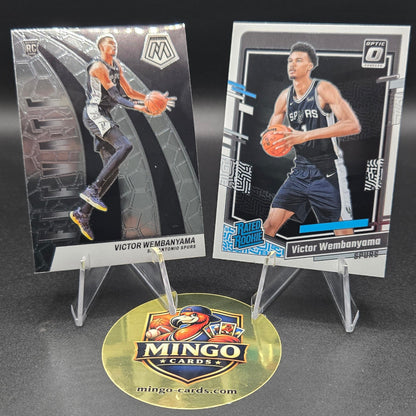 Victor Wembanyama 2-RC Lot Donruss Optic #225 + Mosaic #18 Rookie Spurs