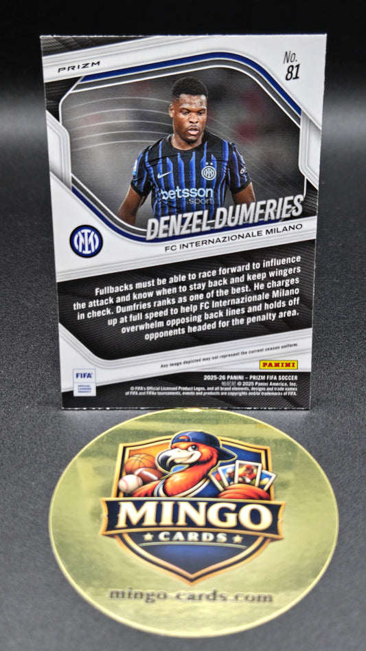 2025-26 Panini Prizm FIFA Soccer Denzel Dumfries #81 Mosaic Refractor Inter Milan