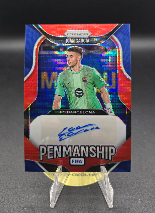 2025-26 Prizm FIFA Joan Garcia Penmanship Auto Red Pulsar #P-JG