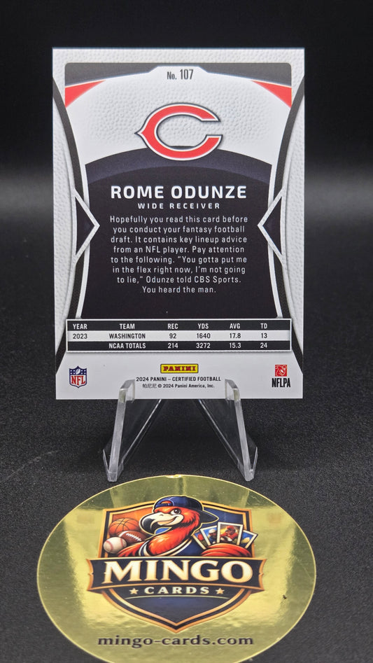 2024 Panini Certified Rome Odunze RC Red Mirror /100 #107 RC Bears