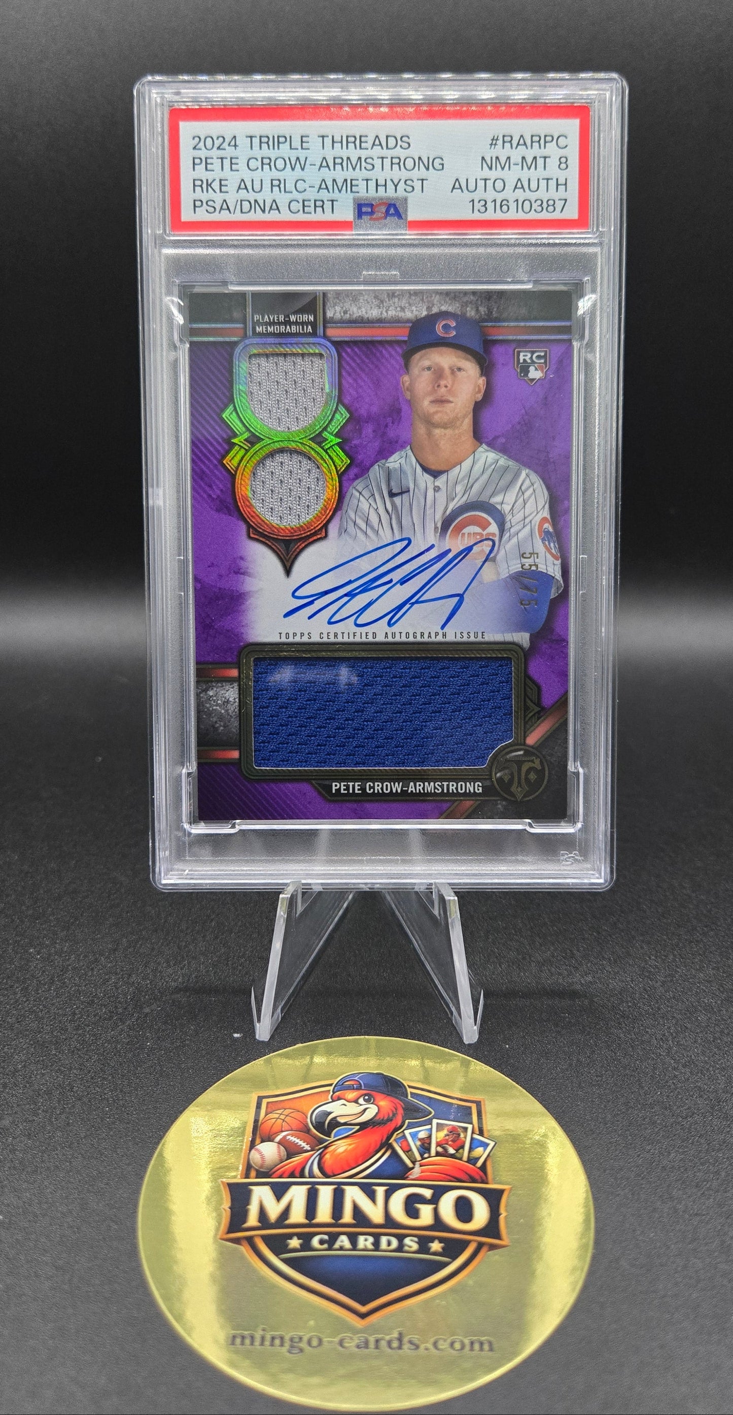 2024 Topps Triple Threads Pete Crow-Armstrong #RAR-PC RLC Amethyst RC Auto /75 PSA 8