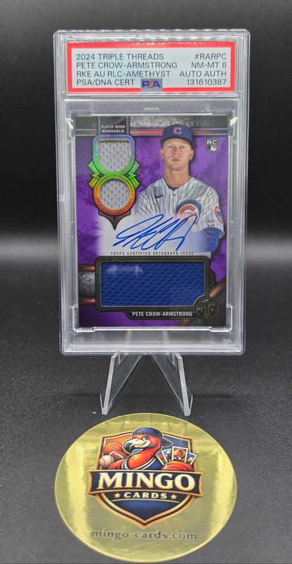 2024 Topps Triple Threads Pete Crow-Armstrong #RAR-PC RLC Amethyst RC Auto /75 PSA 8