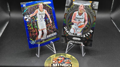 2-Card Lot 2025 Prizm WNBA Paige Bueckers RC Blue Velocity #5 + Kaleidoscopic #14