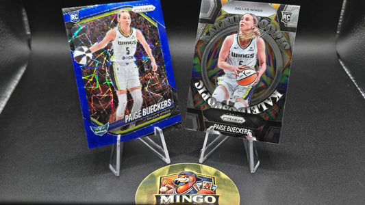 2-Card Lot 2025 Prizm WNBA Paige Bueckers RC Blue Velocity #5 + Kaleidoscopic #14