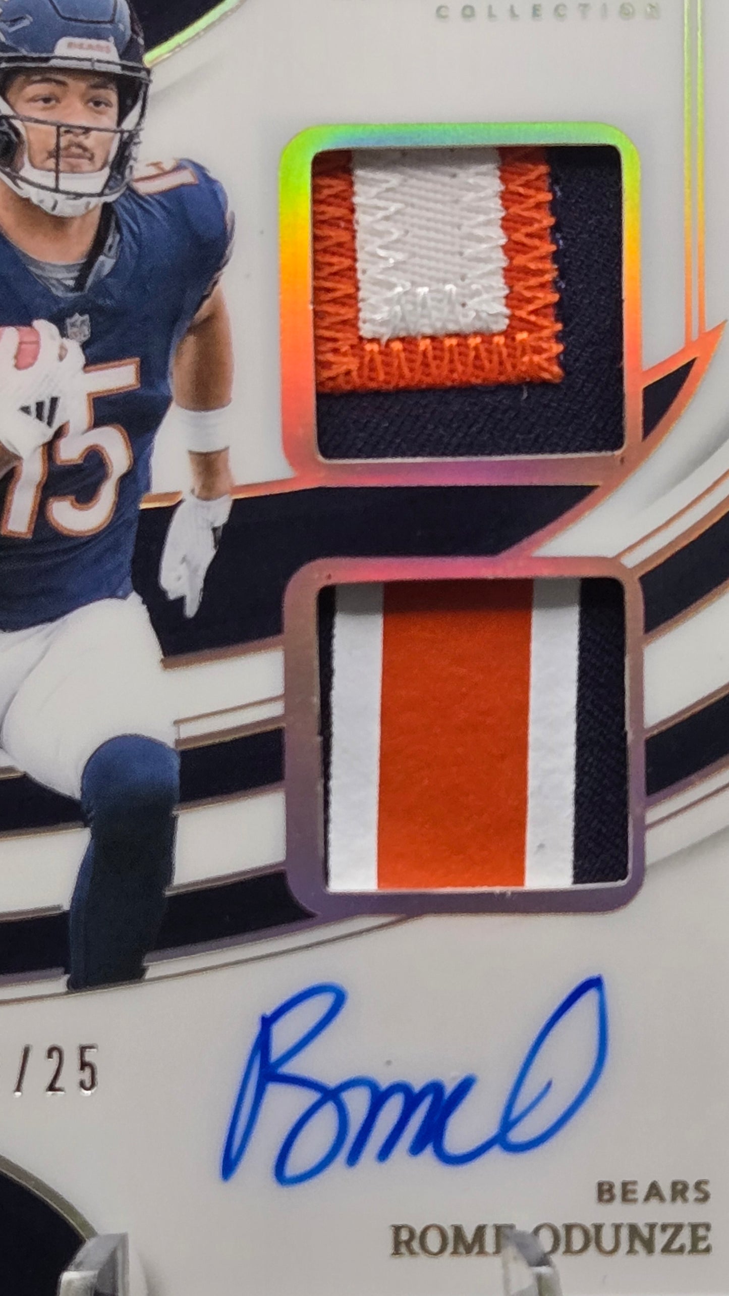 2024 Panini Immaculate Rome Odunze RC Dual Patch (Tri-Color) On-Card Auto Gold /25 Bears