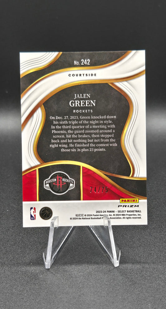 2023-24 Panini Select Jalen Green Courtside #242 White Disco Prizm Serial Numbered 74/75 — Houston Rockets