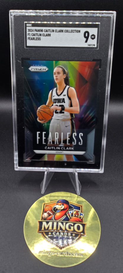 2024 Panini Caitlin Clark Collection Fearless #F1 Iowa Prizm SGC 9 Mint