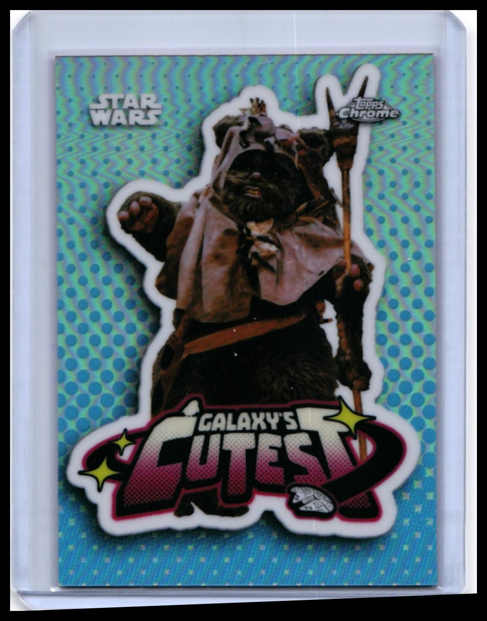 Topps Chrome Star Wars Galaxy's Cutest Ewok #QT-4 Die-Cut Refractor — front