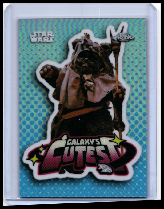 Topps Chrome Star Wars Galaxy's Cutest Ewok #QT-4 Die-Cut Refractor — front